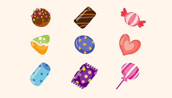 手绘风格糖果矢量素材(EPS/AI/PNG)