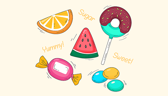 手绘风格糖果矢量素材(EPS/AI/PNG)