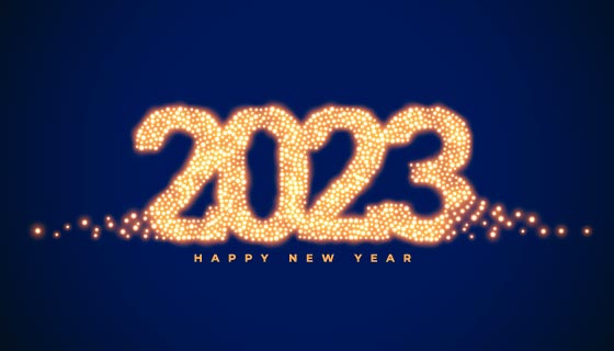 创意金色数字设计2023新年快乐背景矢量素材(EPS)