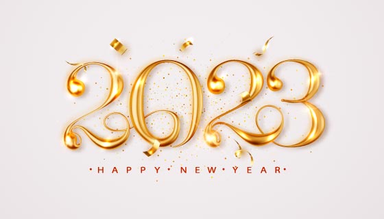 创意金色数字设计2023新年快乐背景矢量素材(EPS)
