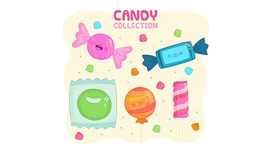 手绘风格糖果矢量素材(EPS/AI/PNG)