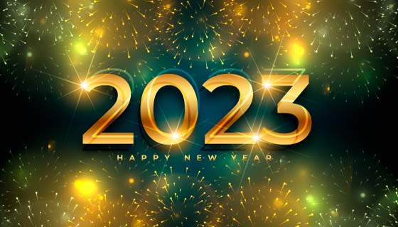 灿烂烟花设计2023新年快乐banner矢量素材(EPS)