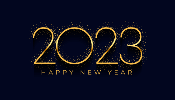 金色数字设计2023新年快乐背景矢量素材(EPS)