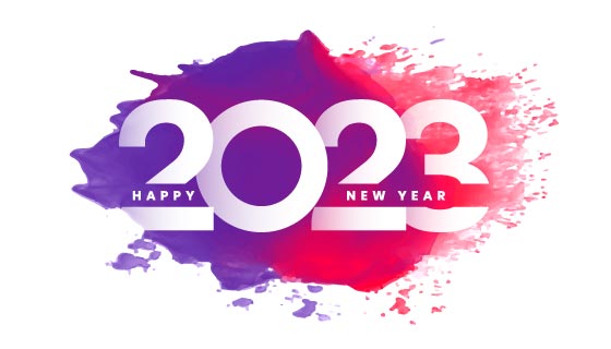 创意水彩设计2023新年快乐背景矢量素材(EPS)