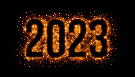 金色粒子设计2023新年快乐背景矢量素材(EPS)