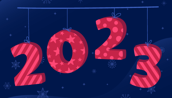 数字吊坠设计2023新年快乐背景矢量素材(AI/EPS)