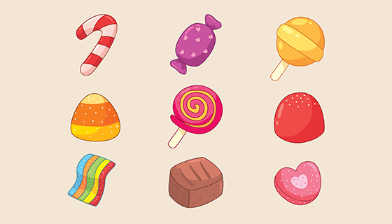 手绘风格糖果矢量素材(EPS/AI/PNG)