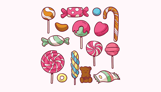 手绘风格糖果矢量素材(EPS/AI/PNG)