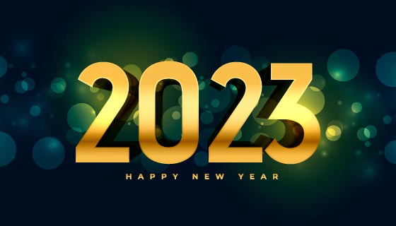 金色立体数字设计2023新年快乐背景矢量素材(EPS)