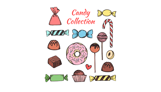 手绘风格糖果矢量素材(EPS/AI/PNG)