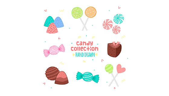 手绘风格糖果矢量素材(EPS/AI/PNG)
