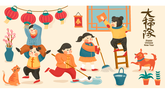 春节前大扫除矢量素材(EPS)