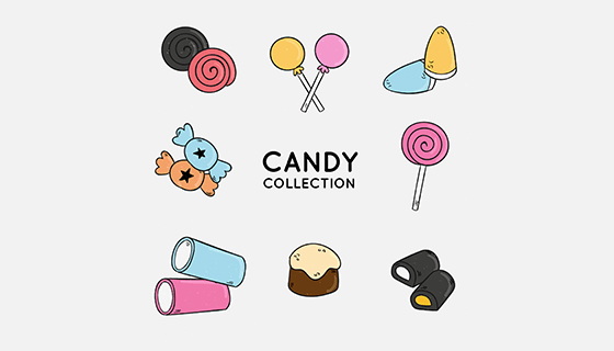 手绘风格糖果矢量素材(EPS/AI/PNG)