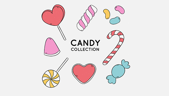 手绘风格糖果矢量素材(EPS/AI/PNG)