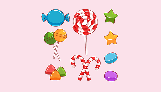 手绘风格糖果矢量素材(EPS/AI/PNG)