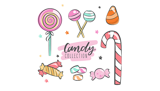 手绘风格糖果矢量素材(EPS/AI/PNG)
