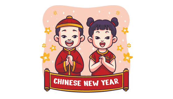 拜年的小朋友设计春节快乐矢量素材(AI/EPS)