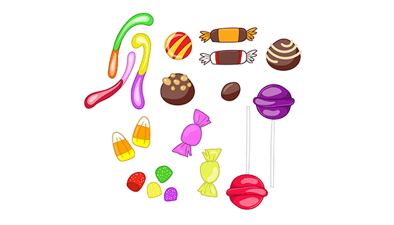 手绘风格糖果矢量素材(EPS/AI/PNG)