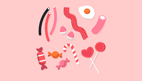 手绘风格糖果矢量素材(EPS/AI/PNG)