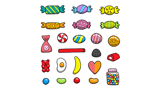 手绘风格糖果矢量素材(EPS/AI/PNG)